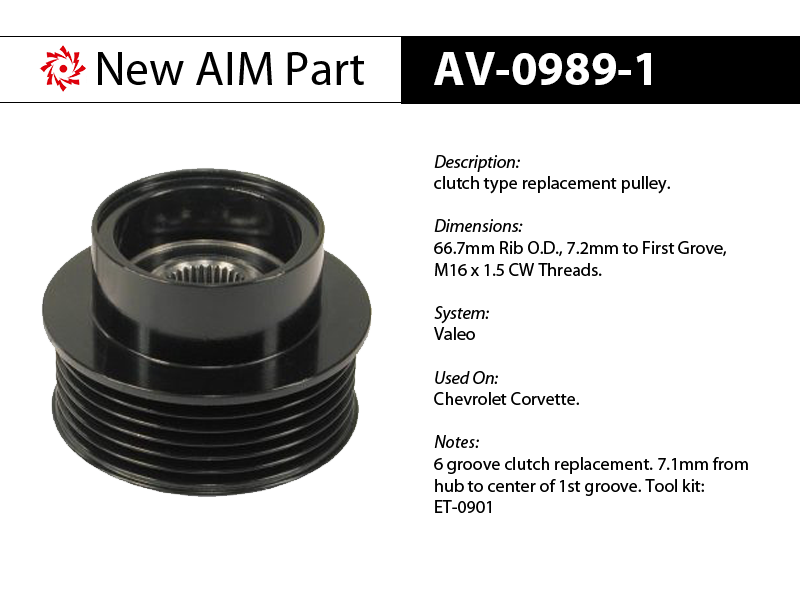 AV-0989-1 clutch replacement pulley